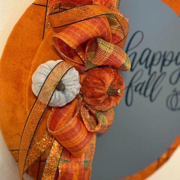 12" Fall Door Decor - Wreath with Pumpkins - Picture 3 of 6